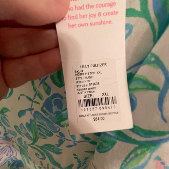 Lilly Pulitzer Floral Short Sleeve Tee - Blue and Green - Picture 2 of 4
